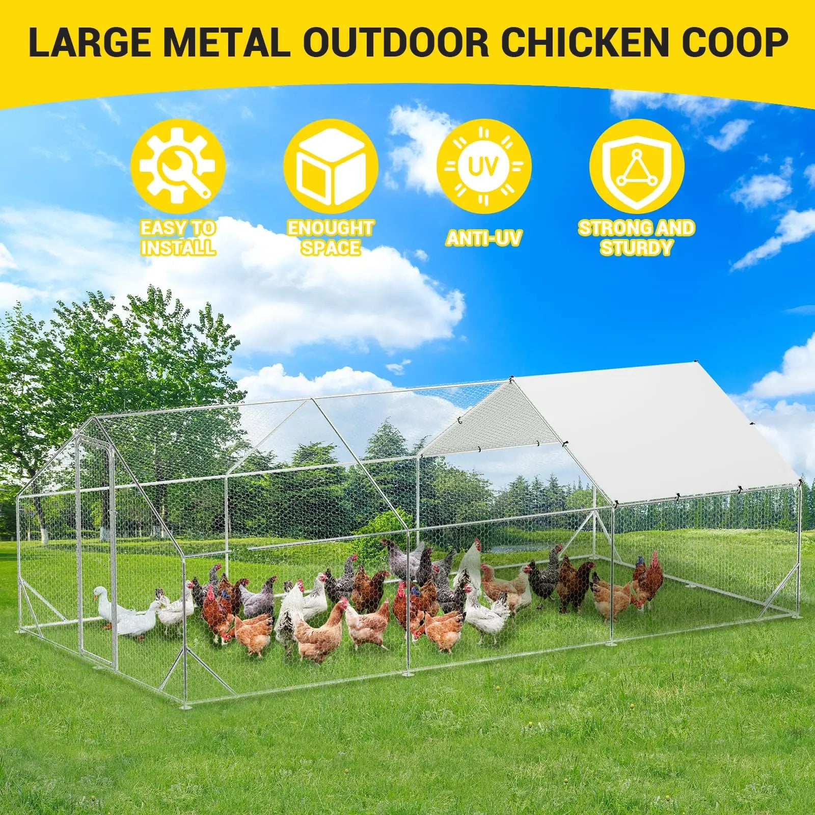Galvanized Steel Chicken Pen with Anti-Ultraviolet cover