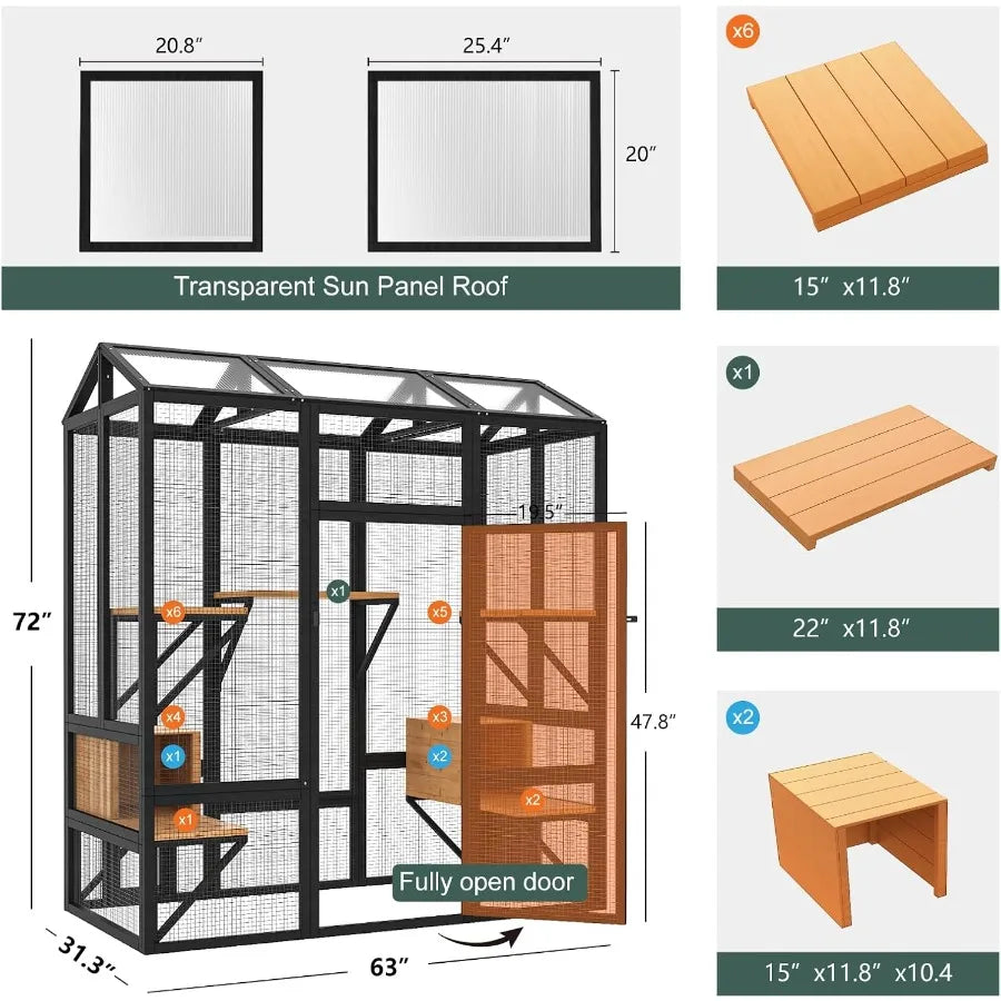 Large Outdoor Cat Enclosure for Multiple Cats