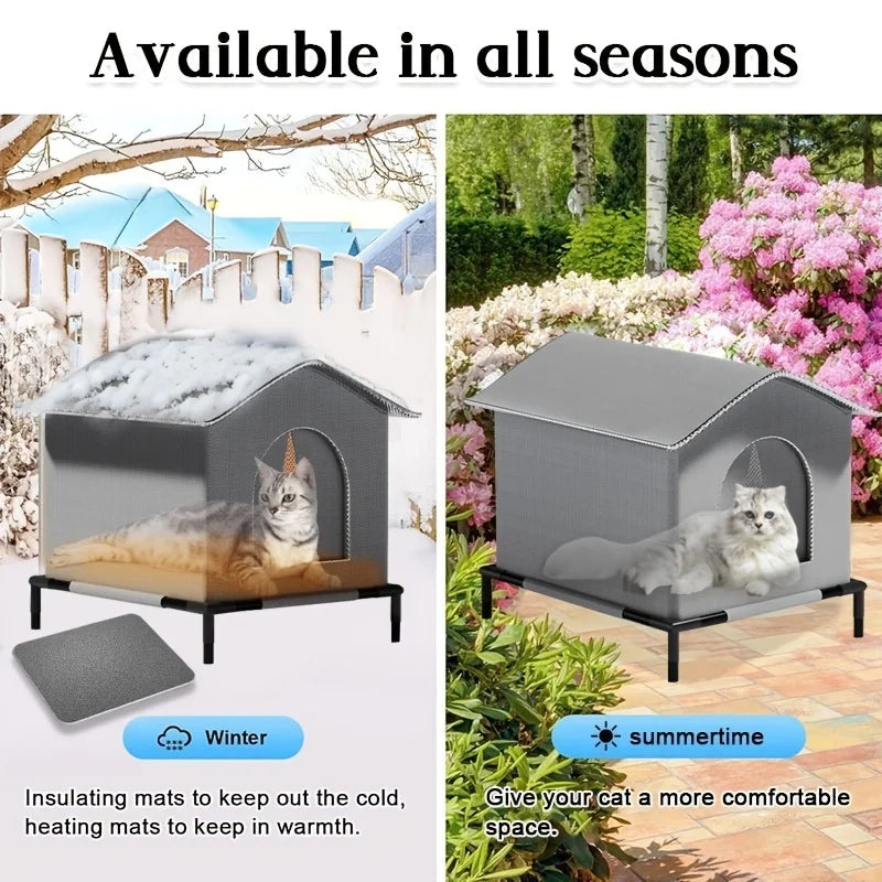 Outdoor Cat House with Stand Insulated Shelter