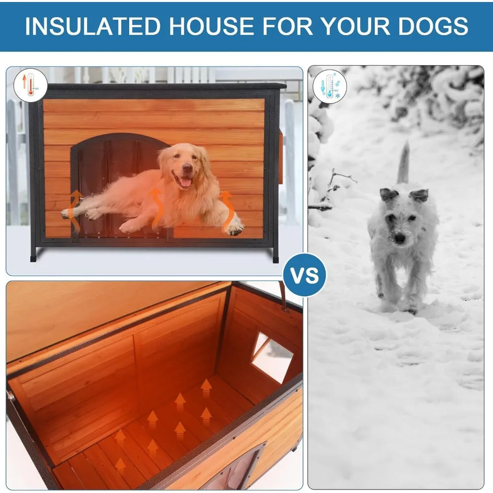 Outdoor Insulated 43.3 L Large Dog Kennel