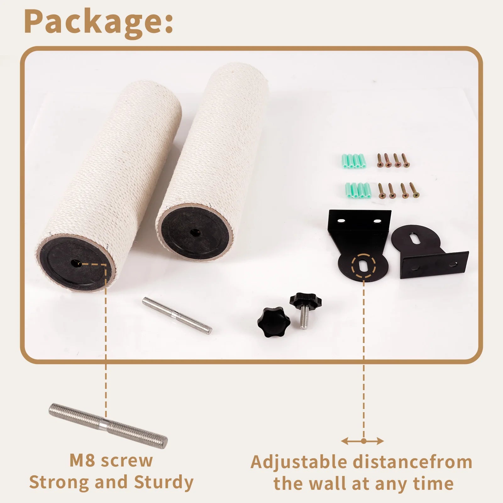 Cat Scratching Post Wall Mounted, 24 inch Tall