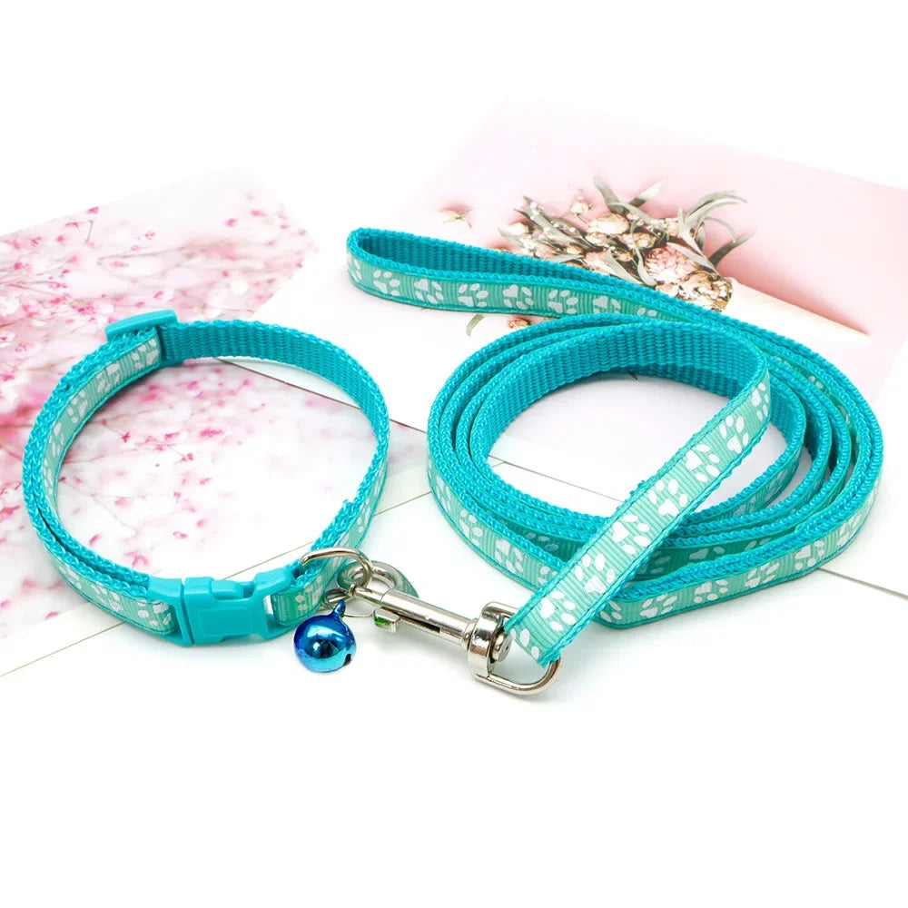 Print Dog Cat  Adjustable Leashes and Collar l