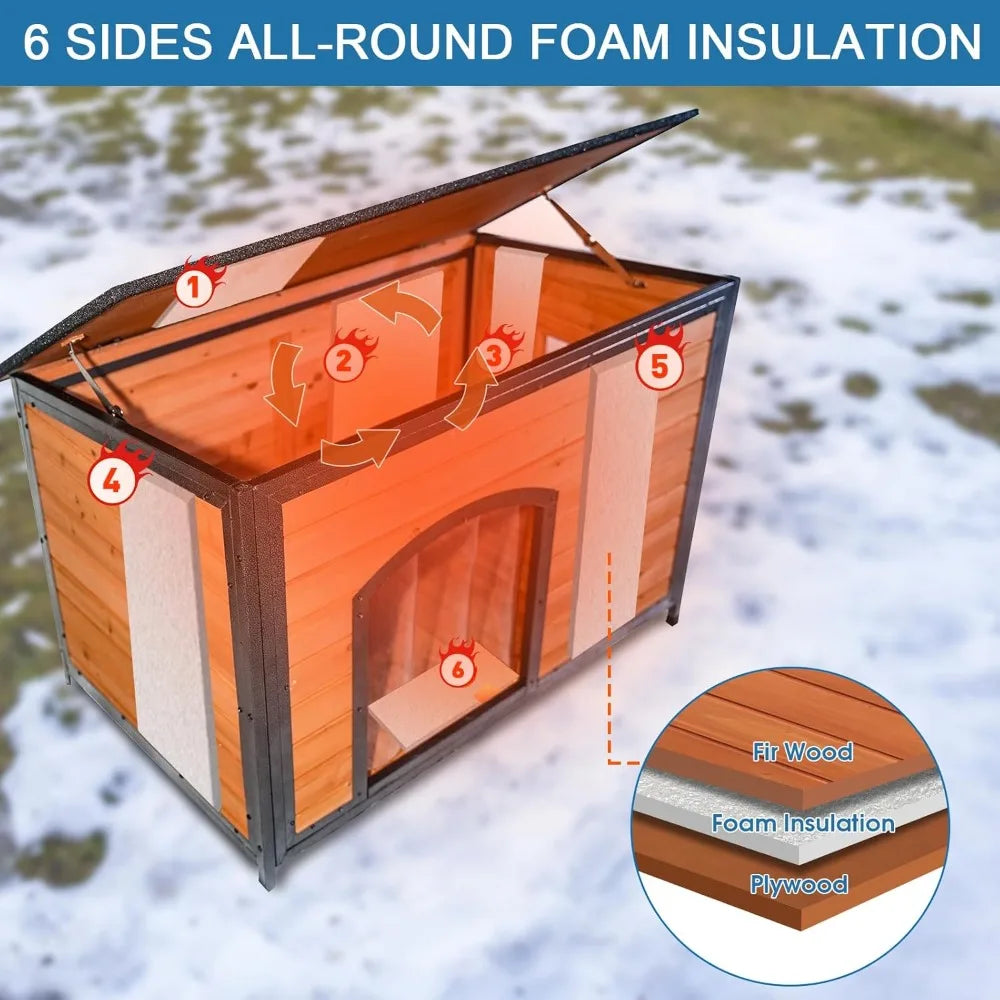 Outdoor Insulated 43.3 L Large Dog Kennel