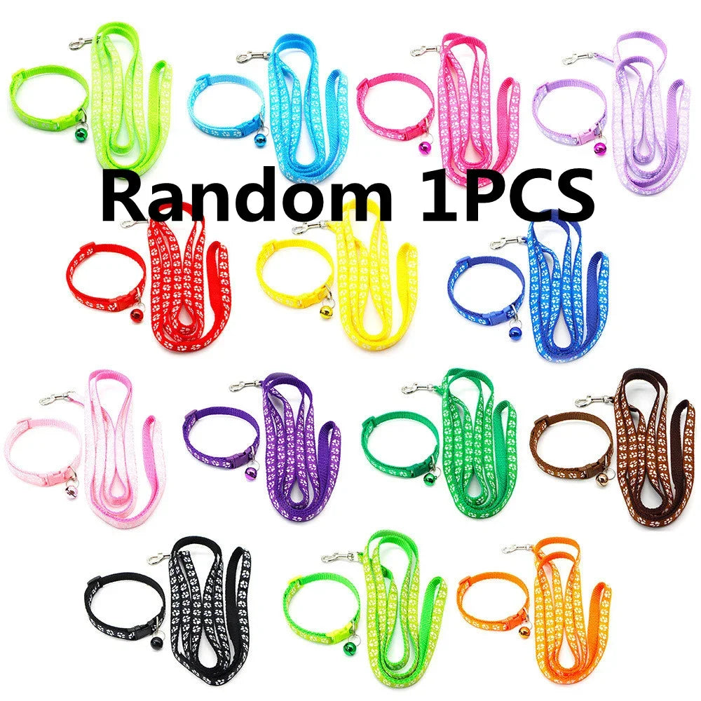 Print Dog Cat  Adjustable Leashes and Collar l