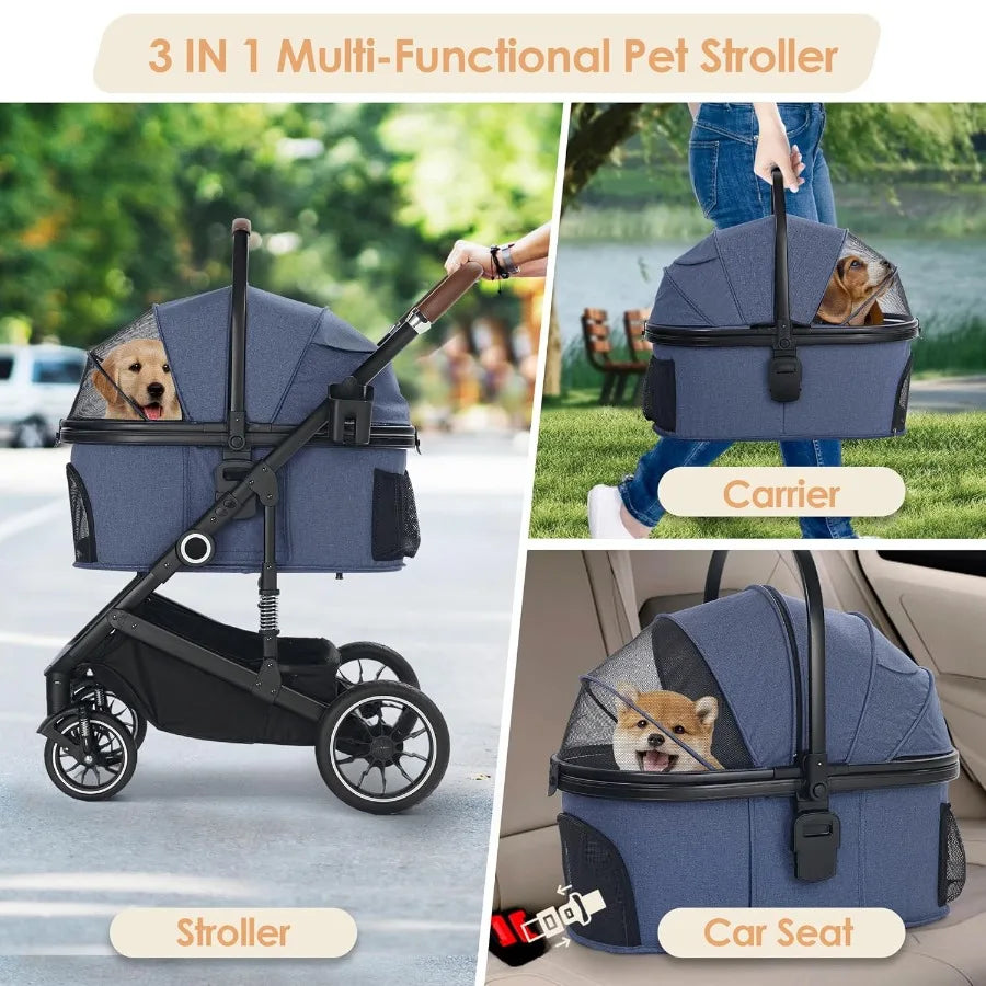Pet Stroller with 4 Wheels small dogs and cats