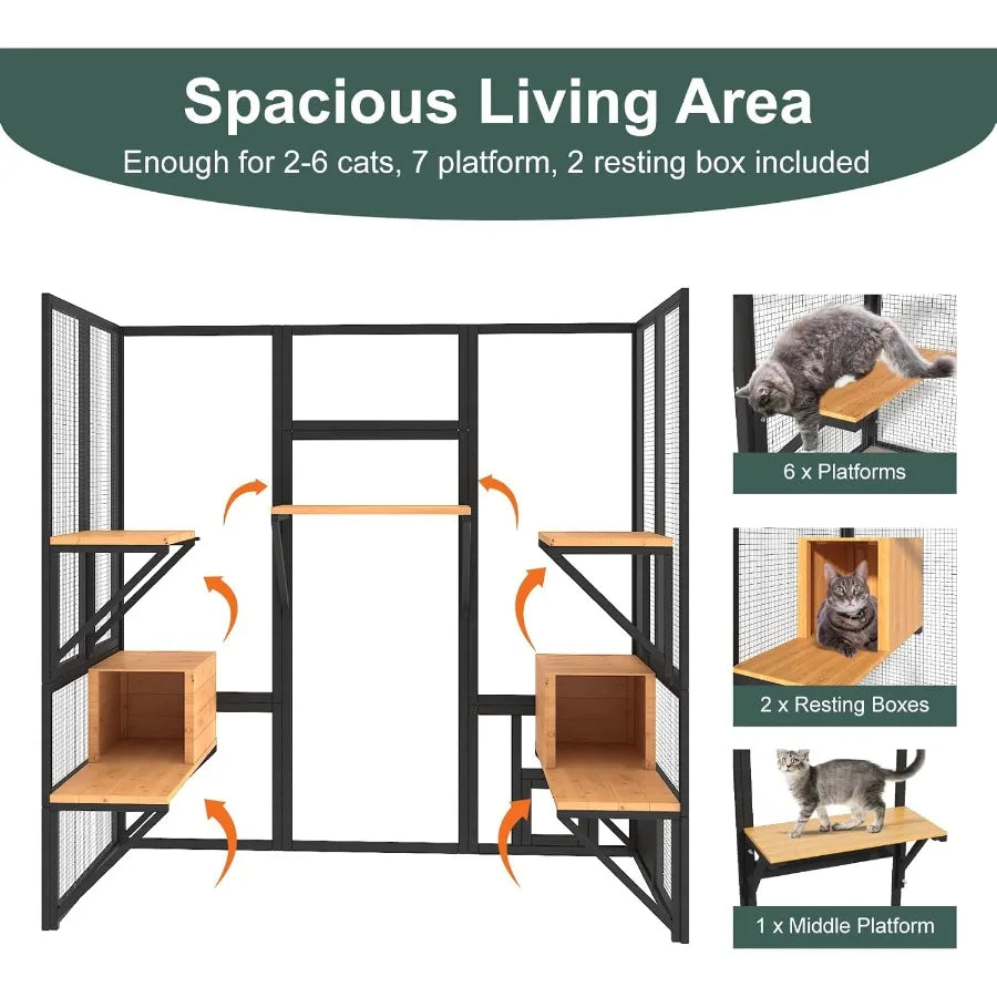 Large Outdoor Cat Enclosure for Multiple Cats