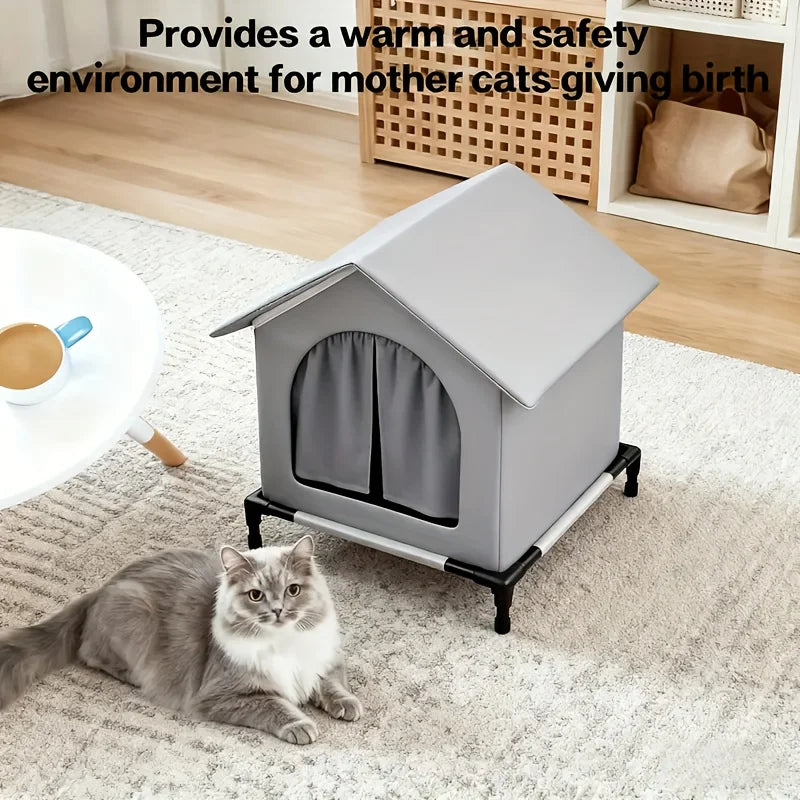 Outdoor Cat House with Stand Insulated Shelter