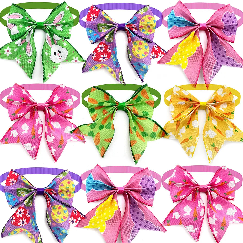 30/50pcs Pet Puppy Collars  Dog Bow Ties Adjustable Dog Grooming Bow Easter Rabbit Egg Accessories Pet Products Supplies