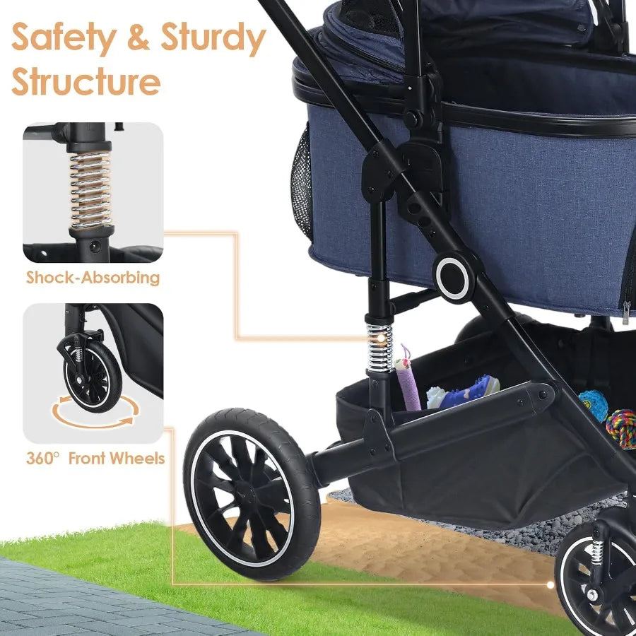 Pet Stroller with 4 Wheels small dogs and cats