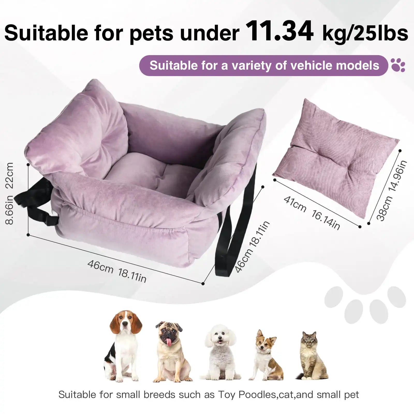 2-in-1 Dog Car Seat Carrier Bag