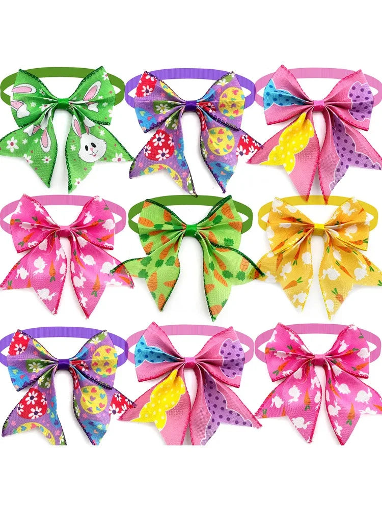 30/50pcs Pet Puppy Collars  Dog Bow Ties Adjustable Dog Grooming Bow Easter Rabbit Egg Accessories Pet Products Supplies