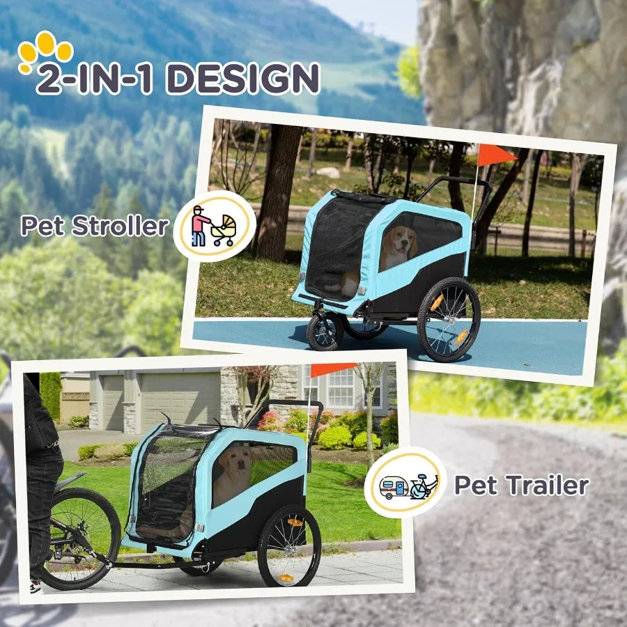 2-in-1 Dog Bike Trailer Pet Stroller