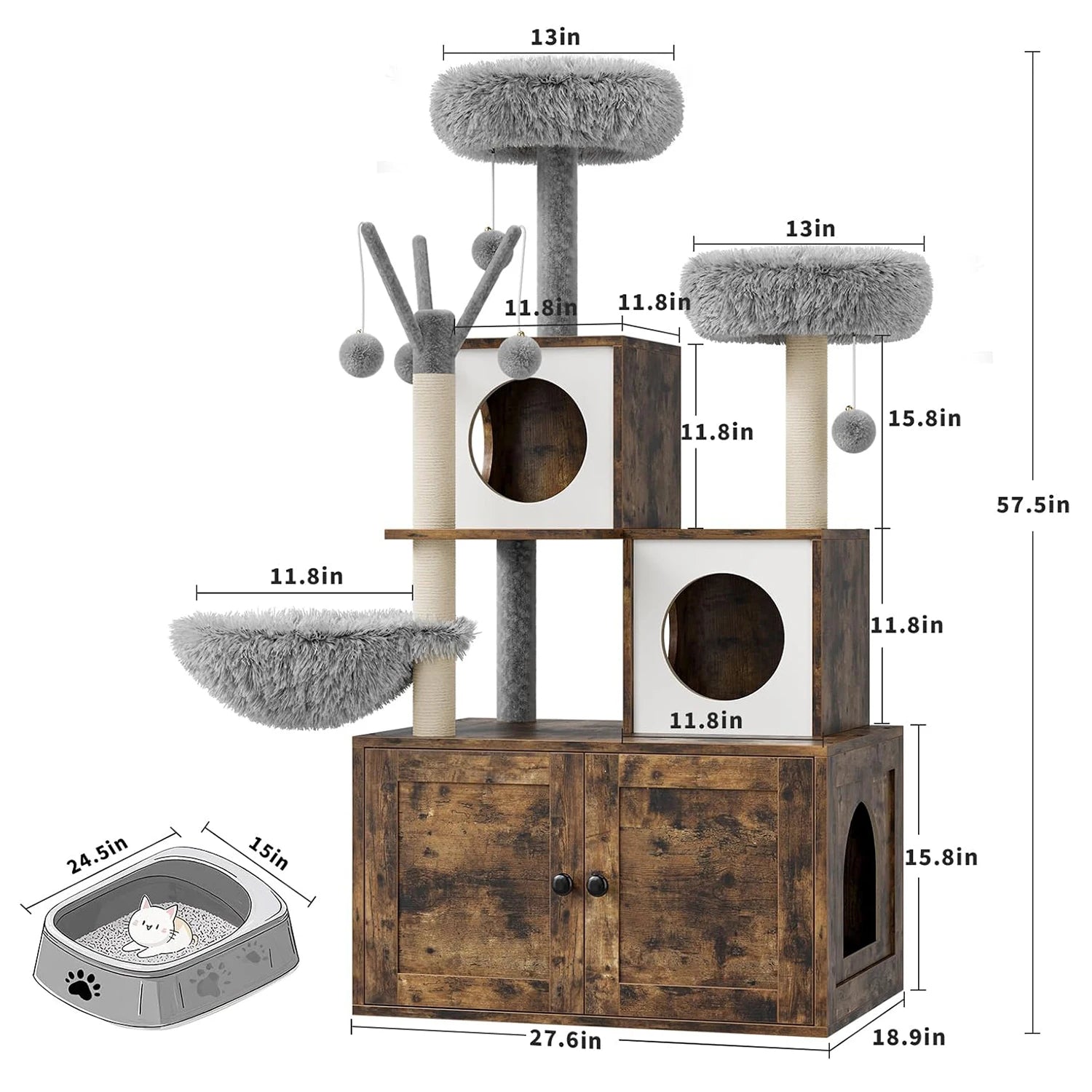 Cat Tree with Litter Box Enclosure