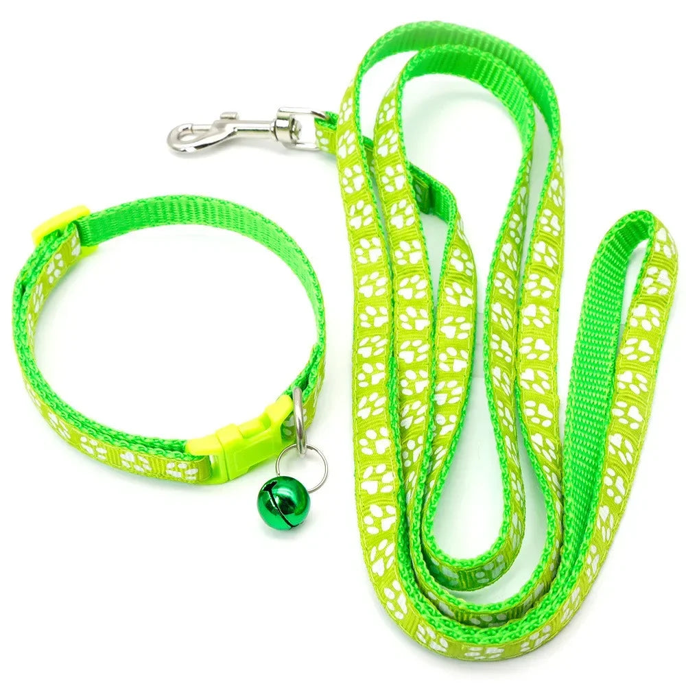 Print Dog Cat  Adjustable Leashes and Collar l