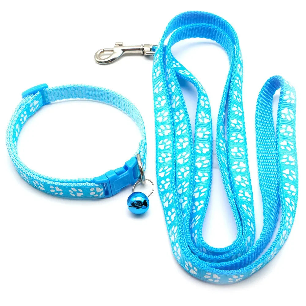 Print Dog Cat  Adjustable Leashes and Collar l