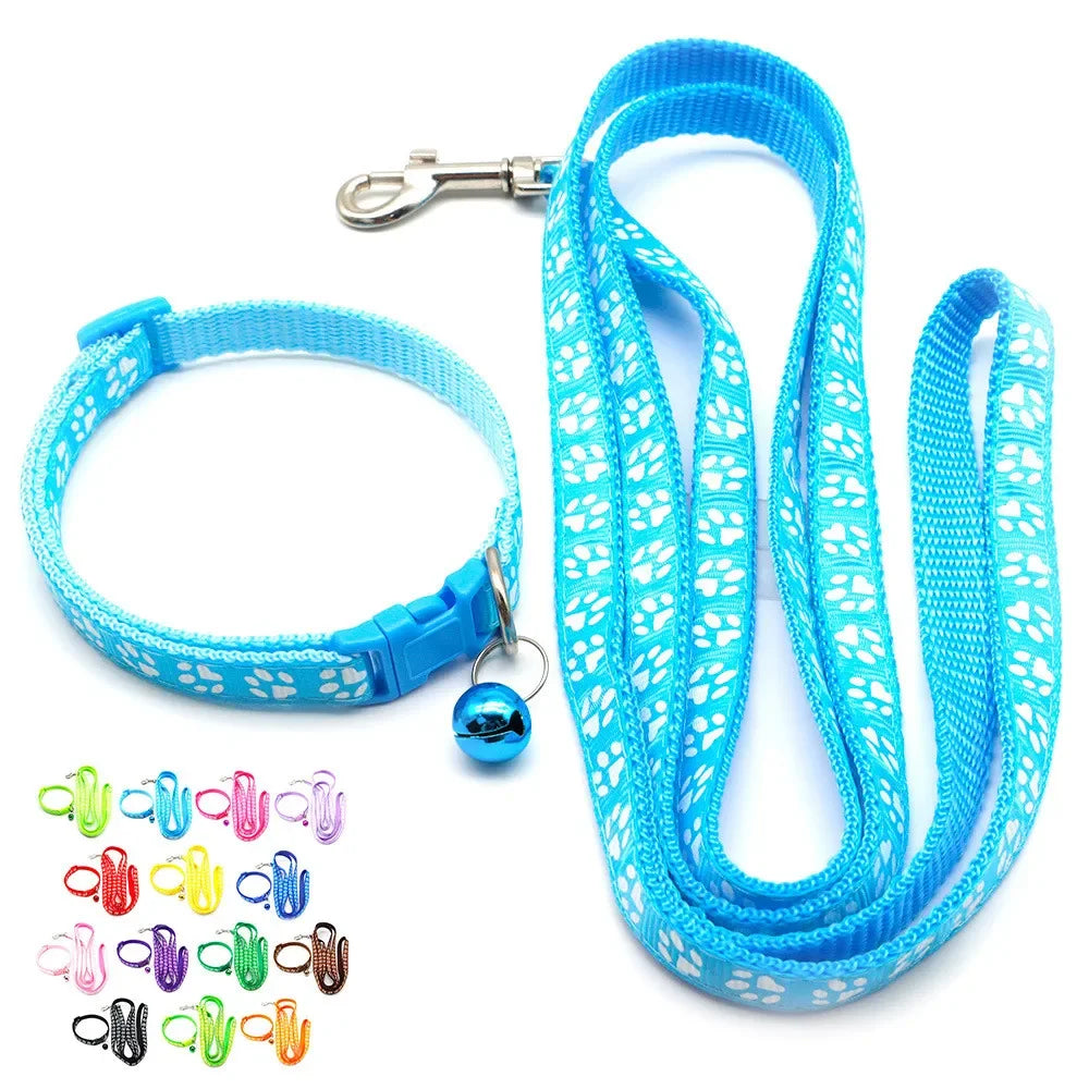 Print Dog Cat  Adjustable Leashes and Collar l