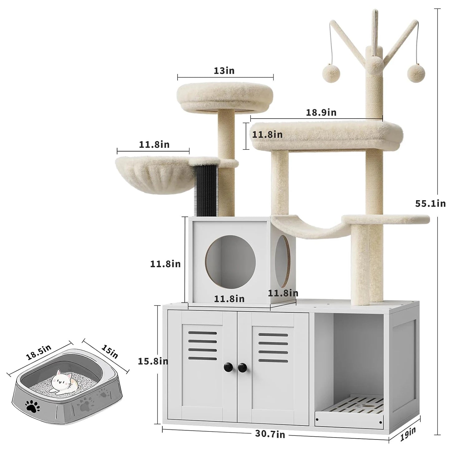 Cat Tree with Litter Box Enclosure