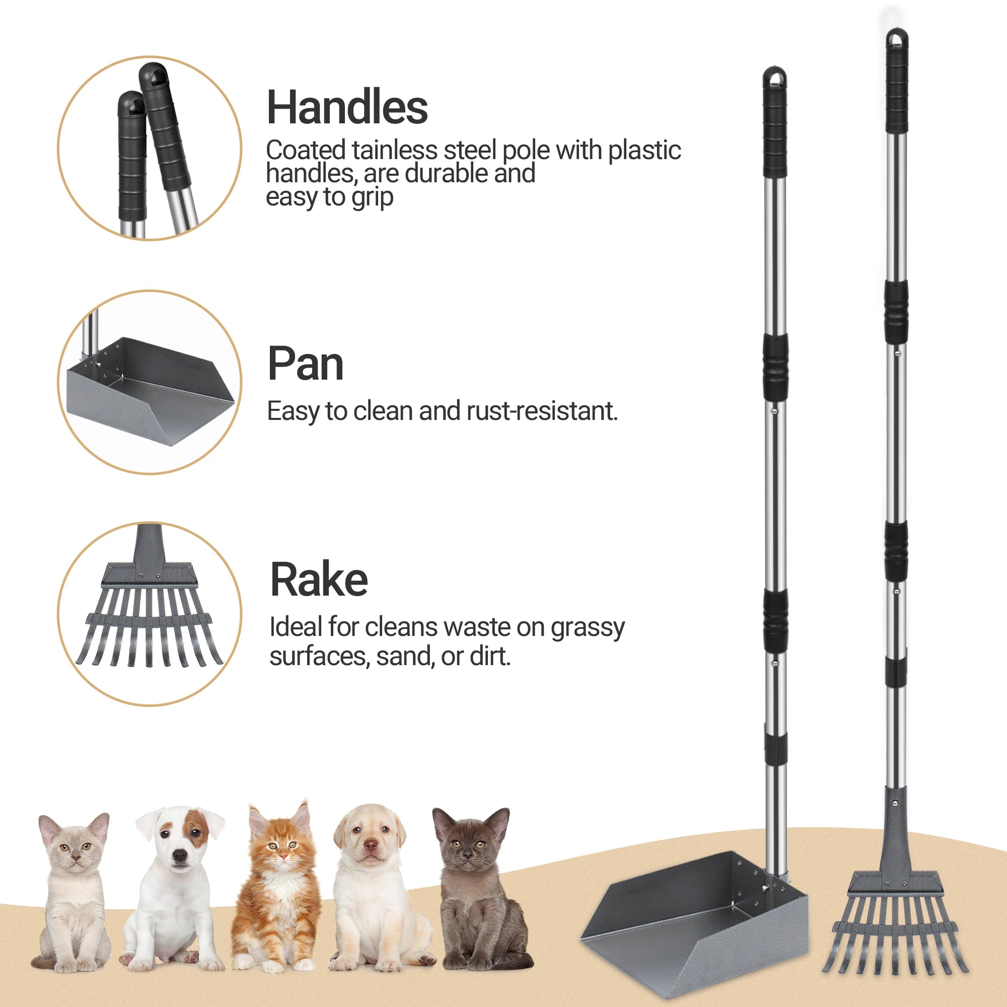 Dog Pooper Scooper Poop Tray and Rake