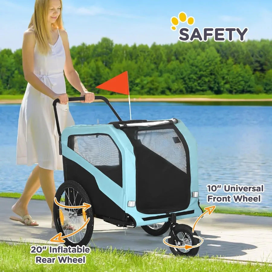 2-in-1 Dog Bike Trailer Pet Stroller