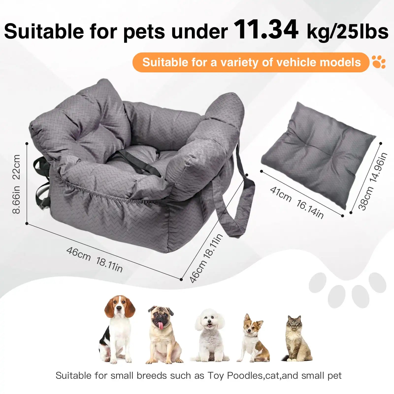2-in-1 Dog Car Seat Carrier Bag