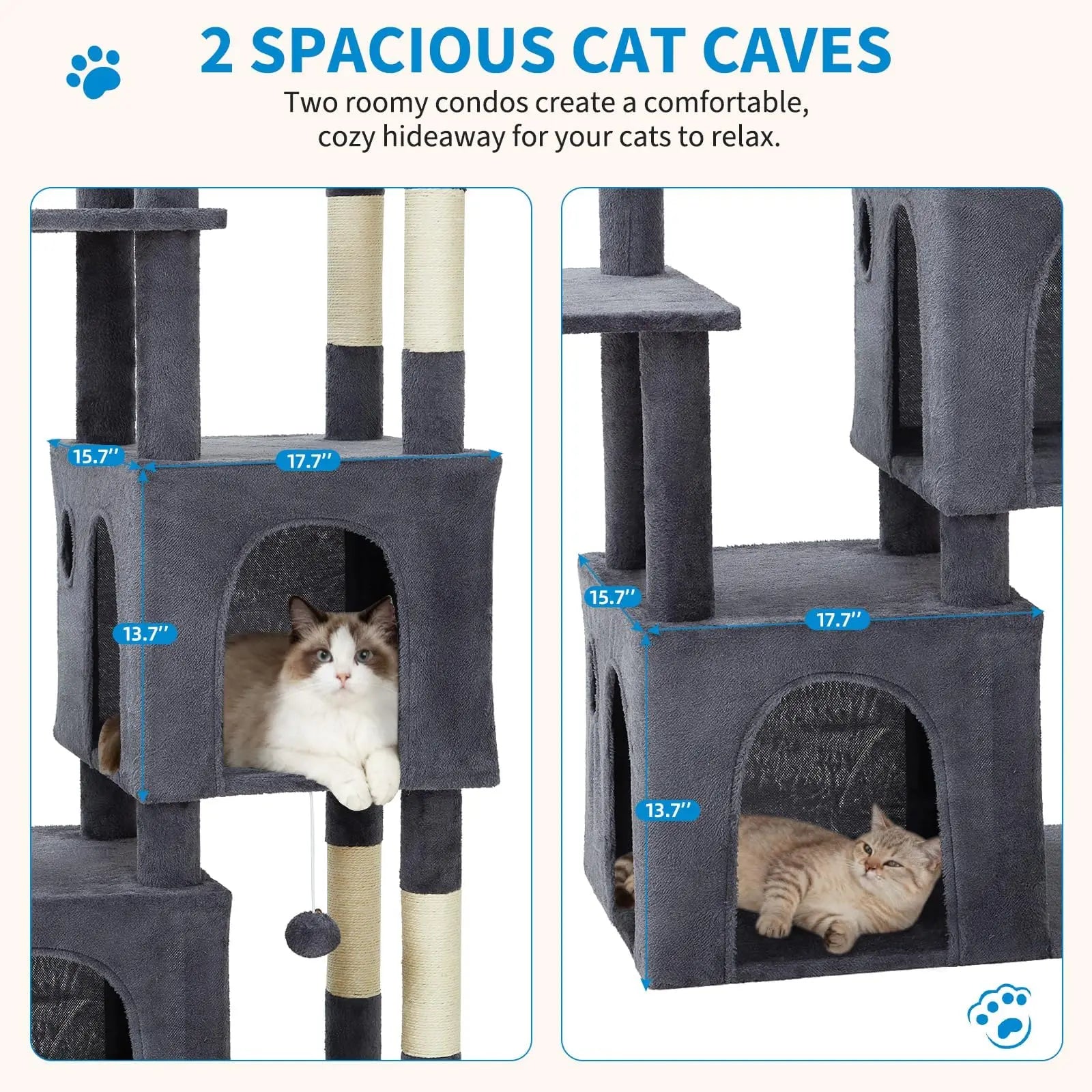 61" Heavy-Duty Multi-Level Cat Tree For Large Cats