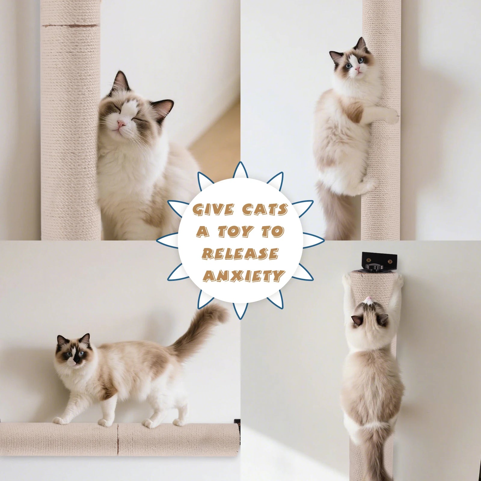 Cat Scratching Post Wall Mounted, 24 inch Tall