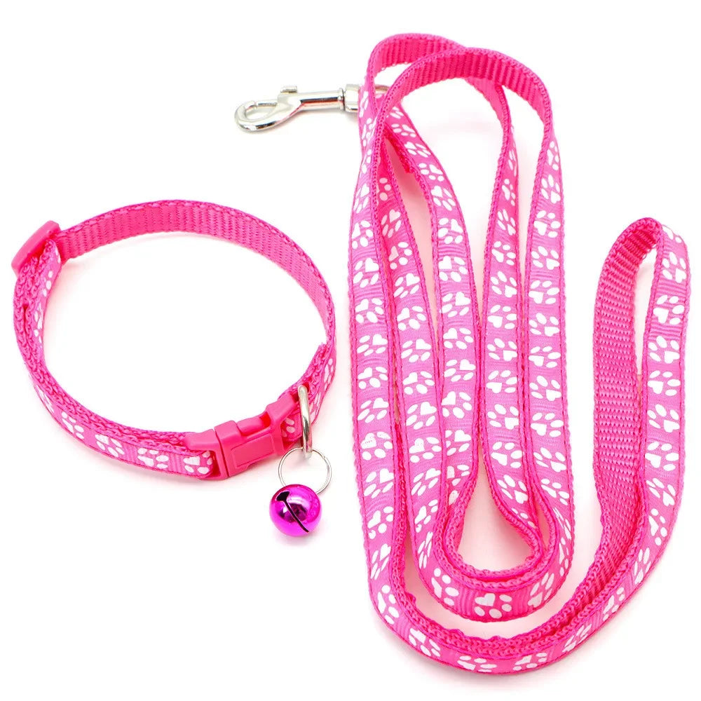 Print Dog Cat  Adjustable Leashes and Collar l