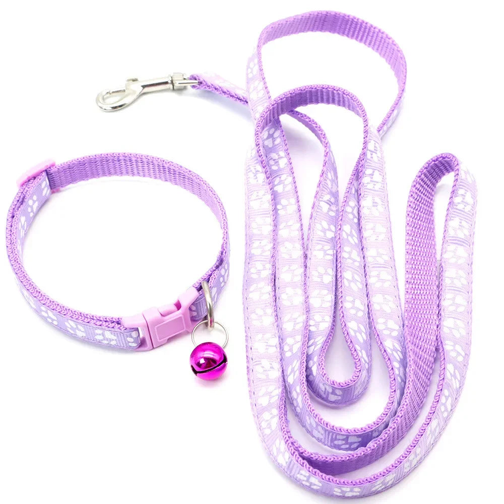 Print Dog Cat  Adjustable Leashes and Collar l