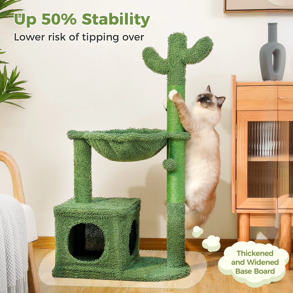 Cactus Cat Tree with Large Condo, Hammock