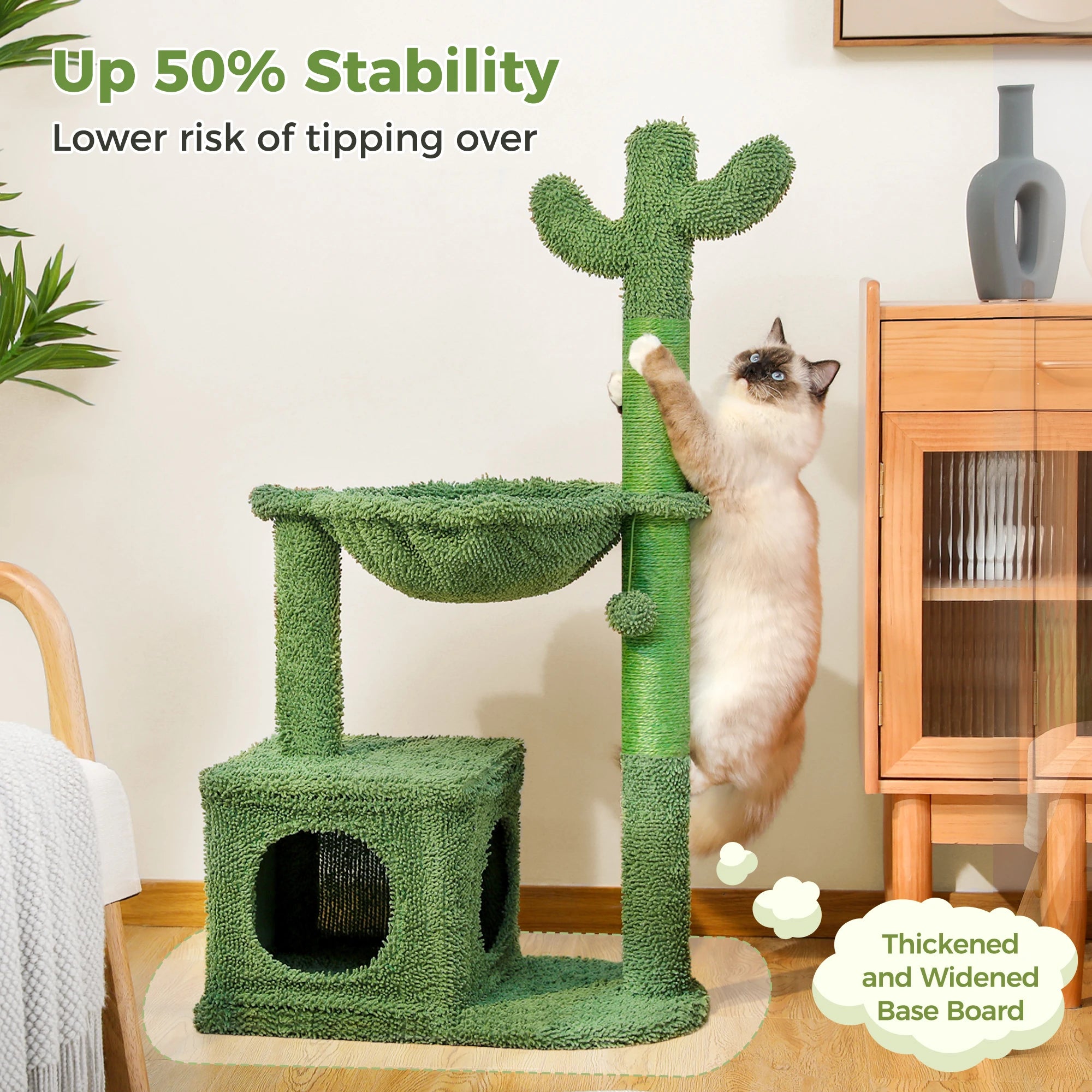 Cactus Cat Tree with Large Condo, Hammock