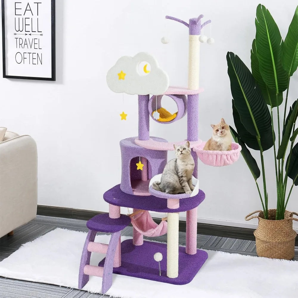 Lucky Monet Cute Cat Tower 65 Inches