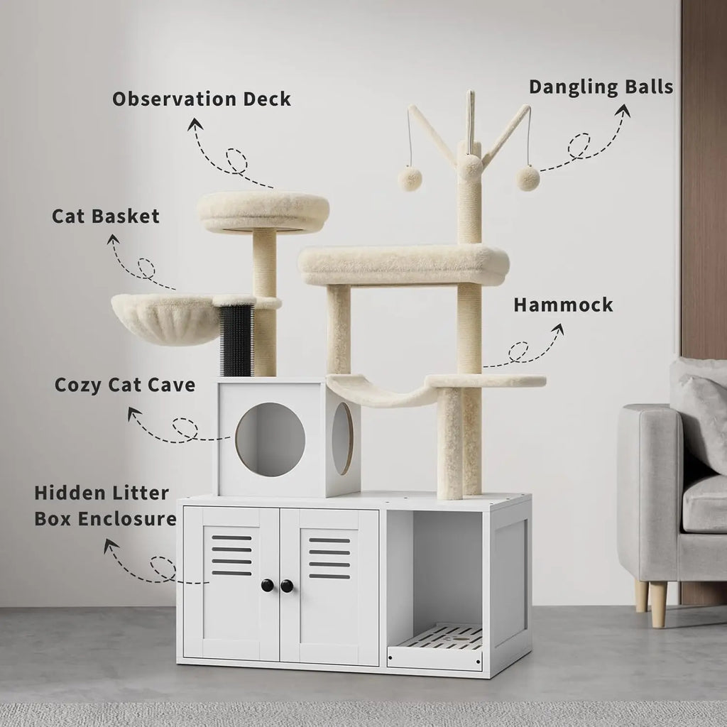 Cat Tree with Litter Box Enclosure