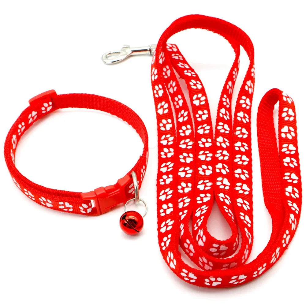 Print Dog Cat  Adjustable Leashes and Collar l