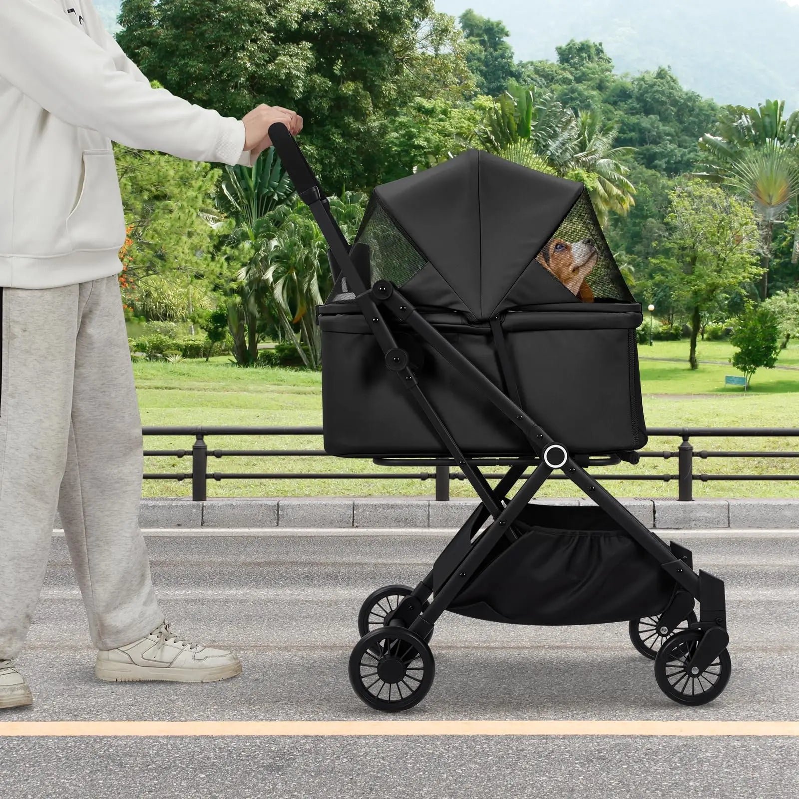 4-Wheel Lightweight Dog Stroller  For Cats Dogs