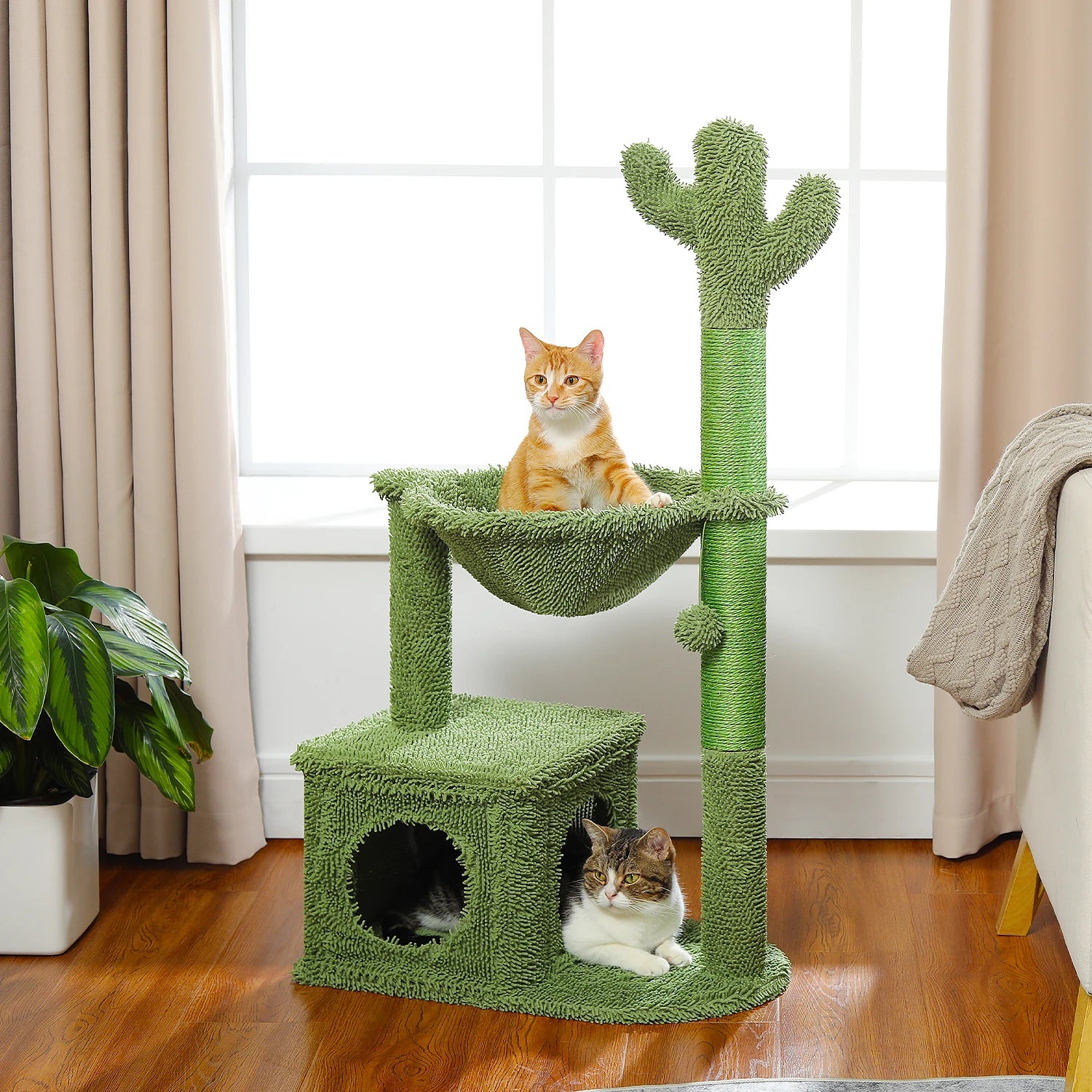 Cactus Cat Tree with Large Condo, Hammock