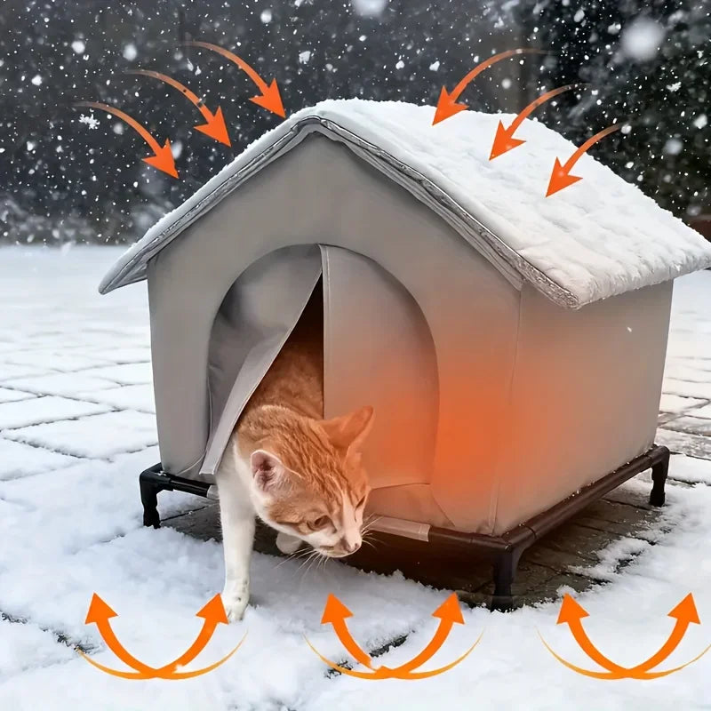 Outdoor Cat House with Stand Insulated Shelter