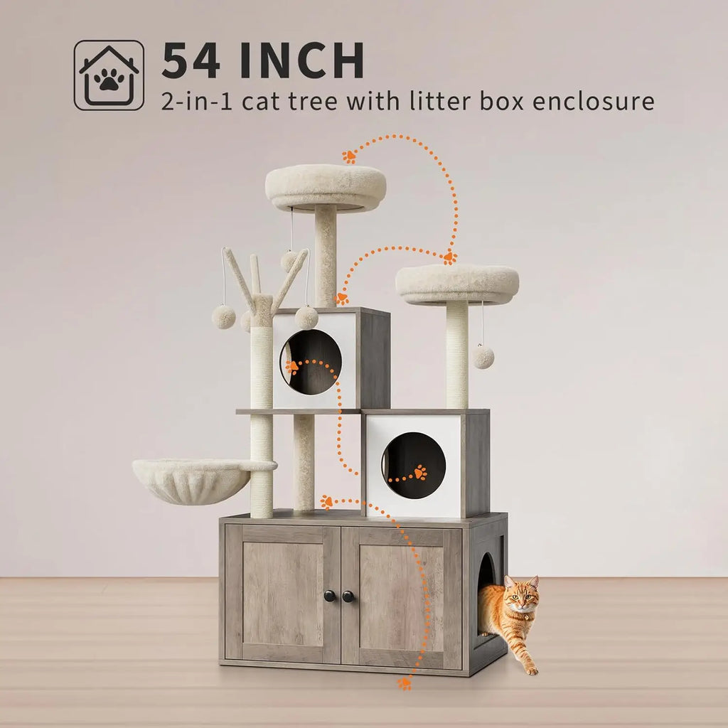 Cat Tree with Litter Box Enclosure