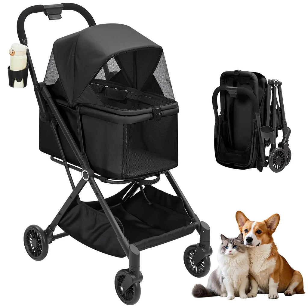 4-Wheel Lightweight Dog Stroller  For Cats Dogs