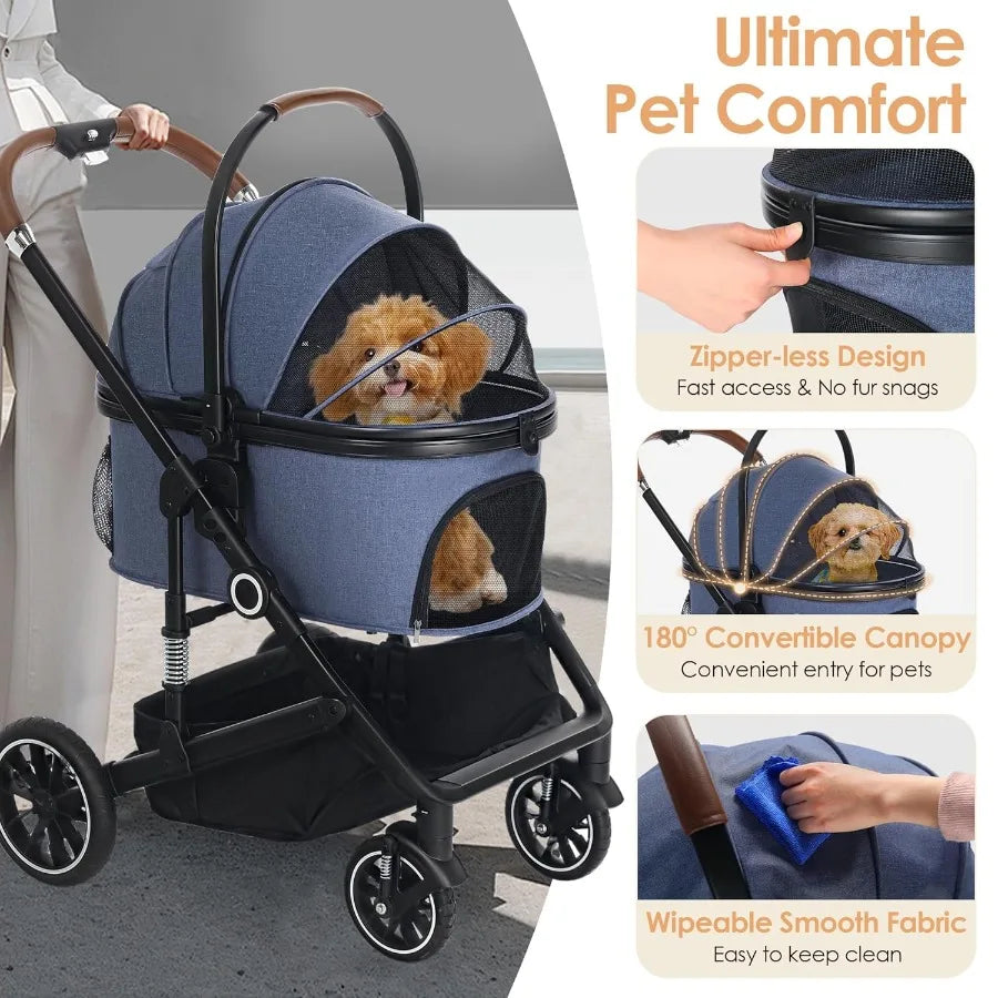 Pet Stroller with 4 Wheels small dogs and cats