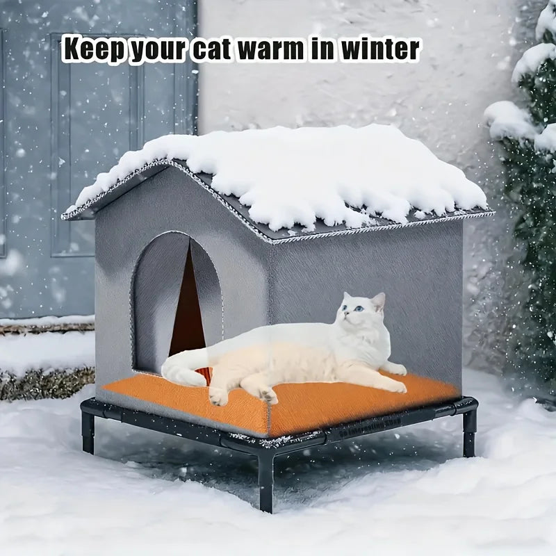 Outdoor Cat House with Stand Insulated Shelter