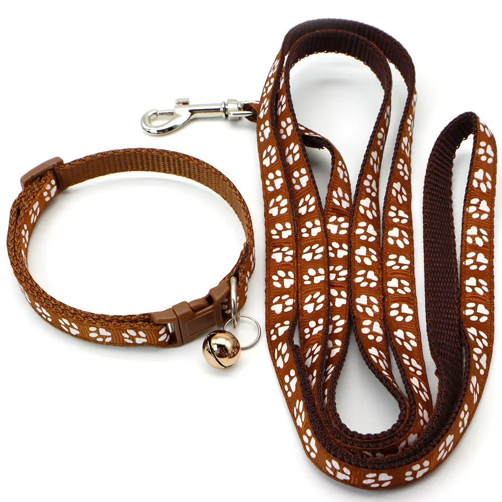 Print Dog Cat  Adjustable Leashes and Collar l