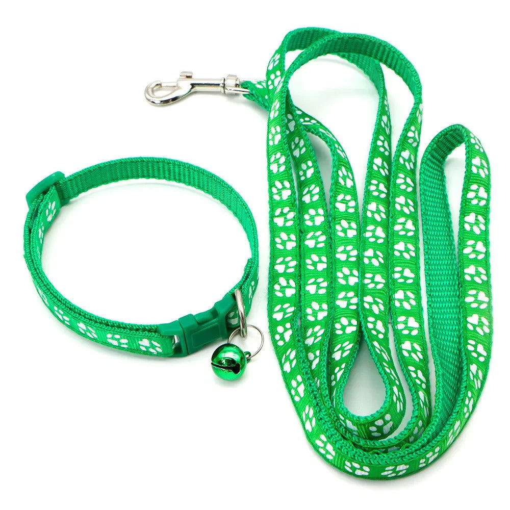 Print Dog Cat  Adjustable Leashes and Collar l
