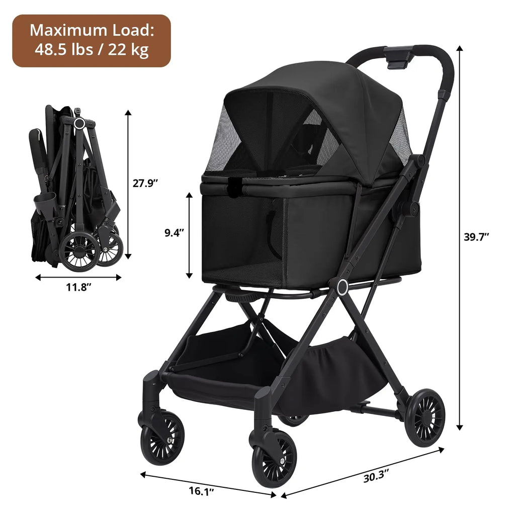 4-Wheel Lightweight Dog Stroller  For Cats Dogs