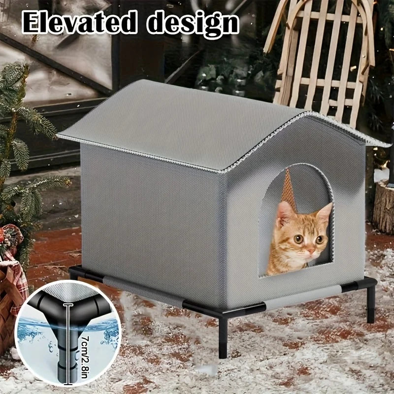 Outdoor Cat House with Stand Insulated Shelter