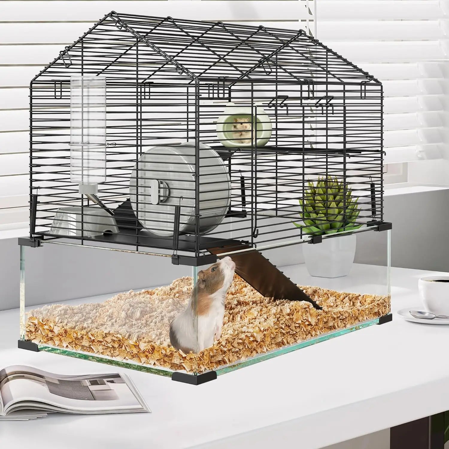 Small Animal Cage Habitats with Water Bottle