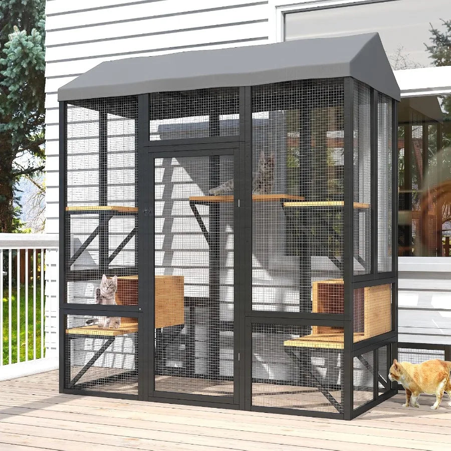 Large Outdoor Cat Enclosure for Multiple Cats