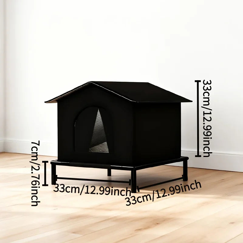Outdoor Cat House with Shelf and Cushion