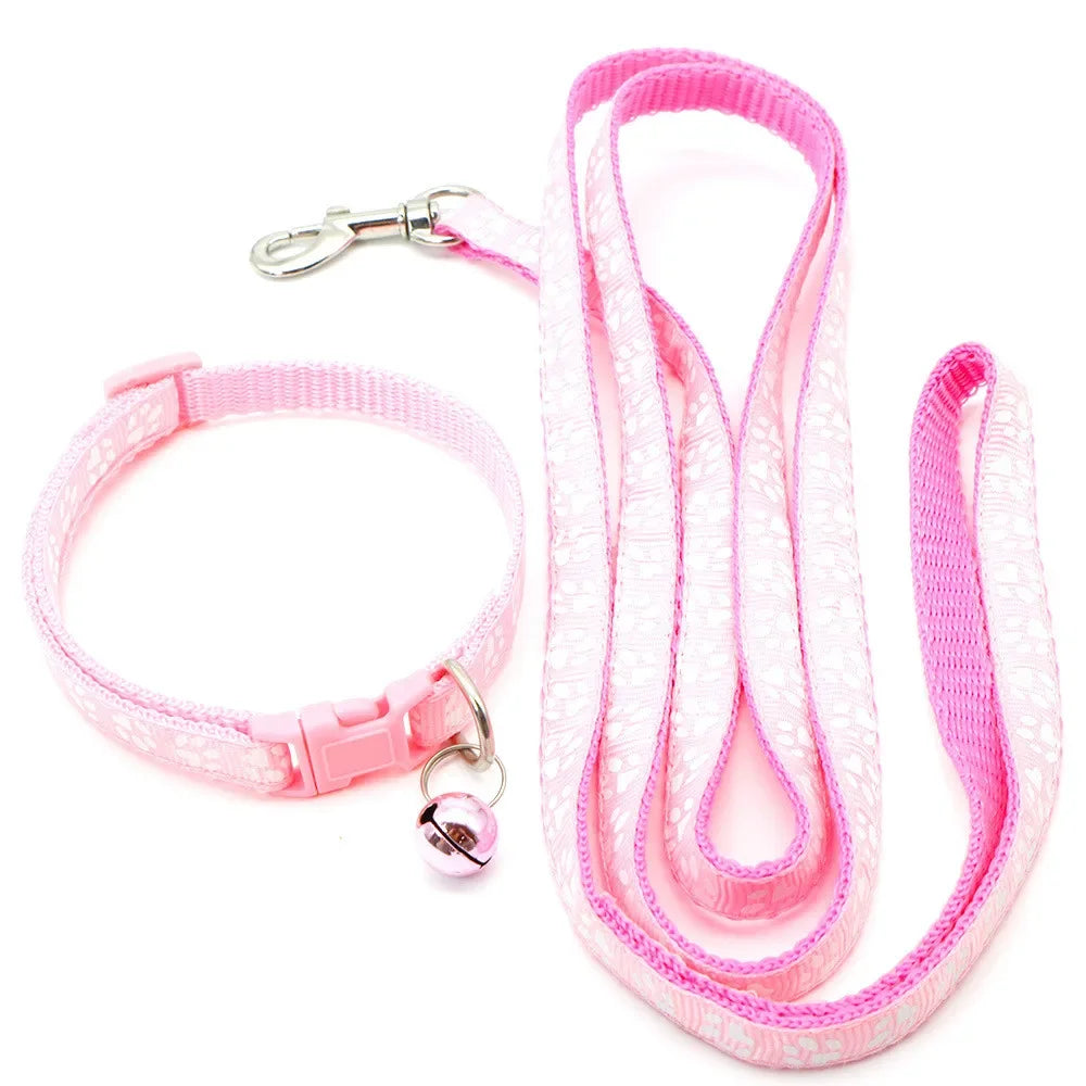 Print Dog Cat  Adjustable Leashes and Collar l