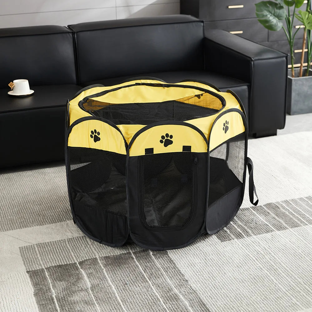 Foldable Pet Tent Durable Grip Cat House Oxford Cloth Octagonal Pet Fence Portable Outdoor Small Dog Cages Cat Fences for Winter
