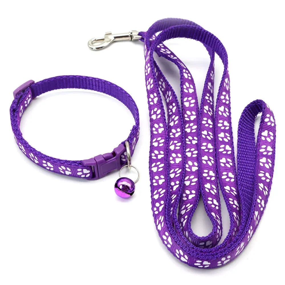 Print Dog Cat  Adjustable Leashes and Collar l